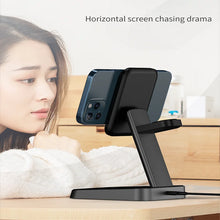 Load image into Gallery viewer, 15W 3 In 1 Magnetic Wireless Charger Fast Charge Desktop Dock For iPhone 13 12 Pro Max Mini Airpods Apple Watch 7 6 5 4 3 Stand
