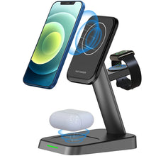 Load image into Gallery viewer, 15W 3 In 1 Magnetic Wireless Charger Fast Charge Desktop Dock For iPhone 13 12 Pro Max Mini Airpods Apple Watch 7 6 5 4 3 Stand
